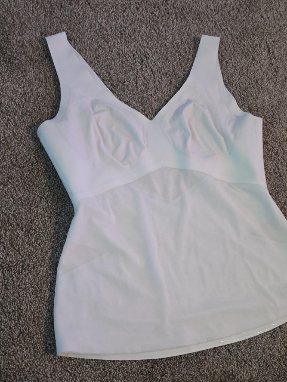 Honeylove White V-Neck Tank with Built-In Bust Support Size XL - Picture 2 of 6